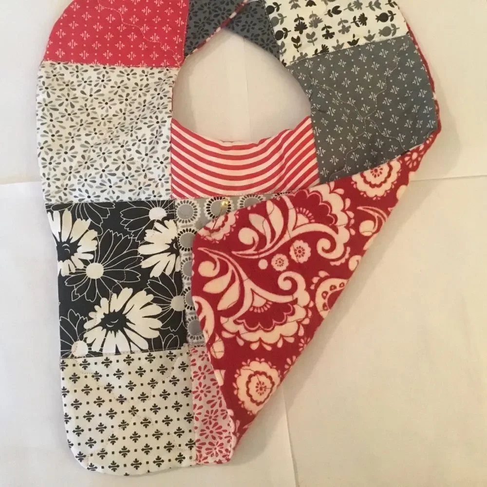 Handmade Quilted Reversible Baby Bib 3/$25